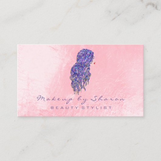 メイクアップヘアドレッサーラッシュマーメイドピンク 名刺 (正面)