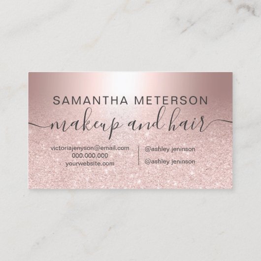 メイクアップヘアバラ金ゴールドグラデーショングリッター金属箔 名刺 (裏面)