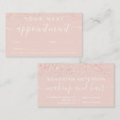 メイクアップヘアバラ金ゴールドグリッターパステル赤面ピンク 予約カード (正面/裏面)