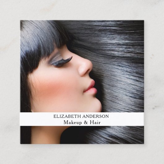 メイクアップヘアフォトQRコードSNS スクエア名刺 (正面)