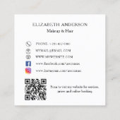 メイクアップヘアフォトQRコードSNS スクエア名刺 (裏面)