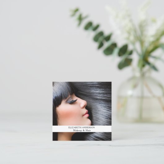 メイクアップヘアフォトQRコードSNS スクエア名刺 (スタンド正面)