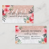 メイクアップヘアフローラ大理石バラ金ゴールドグリッター 名刺 (正面/裏面)