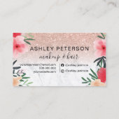 メイクアップヘアフローラ大理石バラ金ゴールドグリッター 名刺 (裏面)