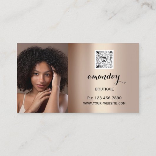 メイクアップヘアレッド口紅バラ写真QRコード 名刺 (裏面)