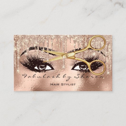 メイクアップヘアーブラッシュグリッタードリップハサミバラ 名刺 (正面)