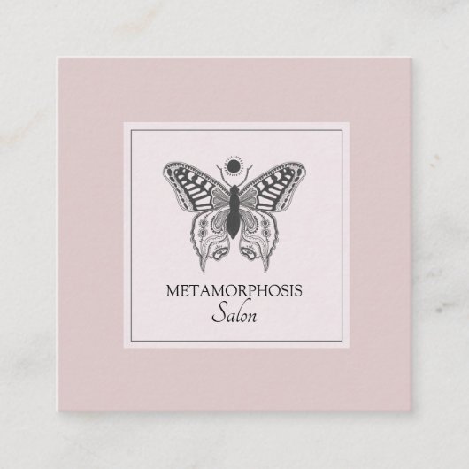 メイクアップヘア美しいサロンピンク赤面 スクエア名刺 (正面)