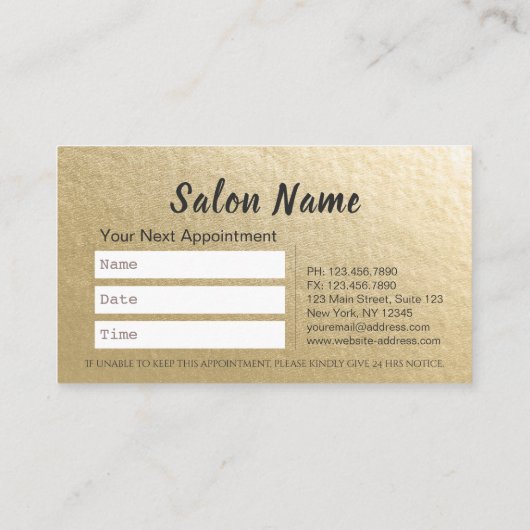 メイクアップヘア美しいサロンロイヤリティパンチアポイントメント 予約カード (裏面)
