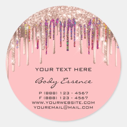 メイクアップホログラフィードリップバラピンク休日 ラウンドシール (正面)