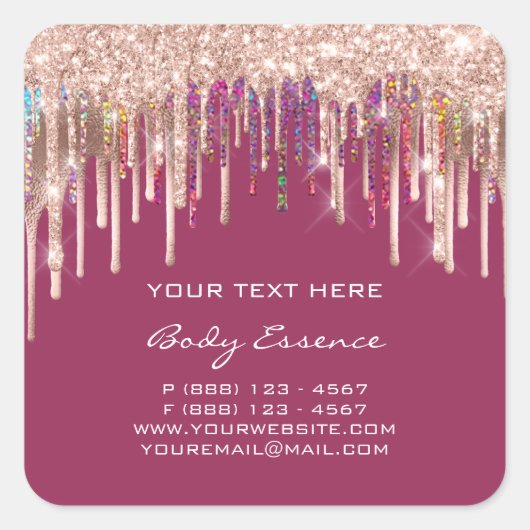 メイクアップホログラフィードリップバラ製品ベリー スクエアシール (正面)