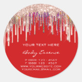 メイクアップホログラフィードリップバラ赤い休日 ラウンドシール (正面)