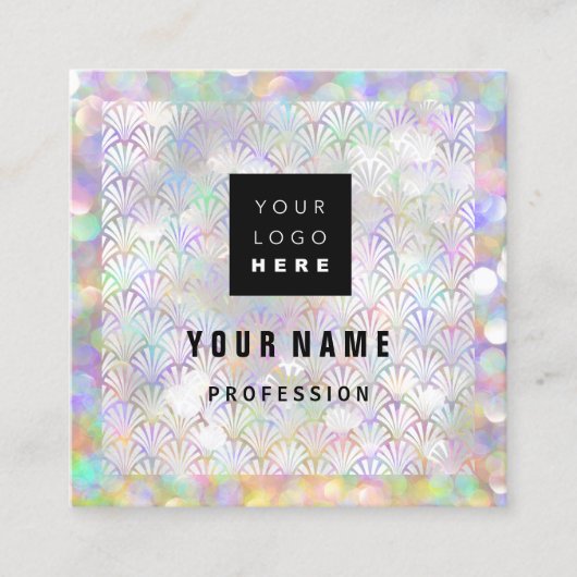 メイクアップホログラフユニークアイアッシュユニークロゴ スクエア名刺 (正面)