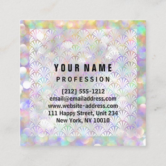 メイクアップホログラフユニークアイアッシュユニークロゴ スクエア名刺 (裏面)