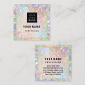 メイクアップホログラフユニークグリッターアイアッシュロゴ スクエア名刺 (正面/裏面)