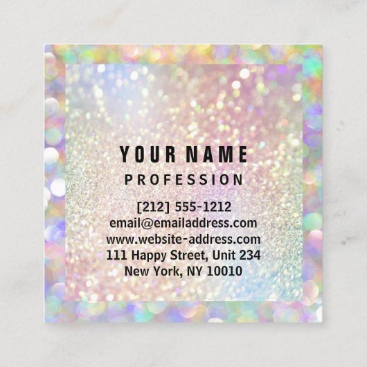 メイクアップホログラフユニークグリッターアイアッシュロゴ スクエア名刺 (裏面)