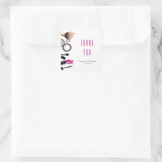 メイクアップホワイト美しい誕生日パーティー好意ステッカー スクエアシール (バッグ)