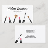 メイクアップマスカラ、口紅、ブラシなどのメイクアップアーティスト 名刺 (正面/裏面)