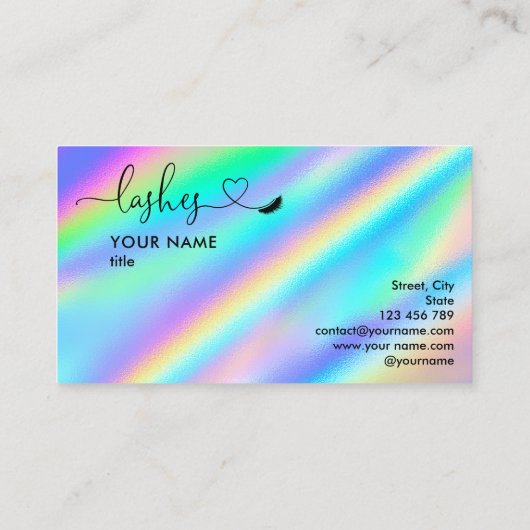 メイクアップモダンアーティストの目がホログラフィックに光る 名刺 (裏面)
