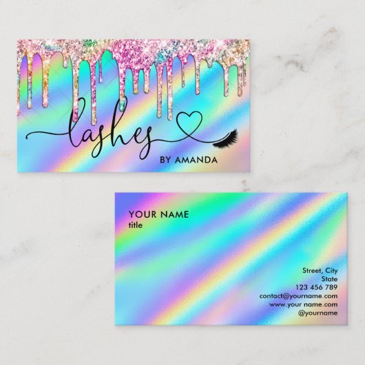 メイクアップモダンアーティストの目がホログラフィックバスを点滅 名刺 (正面/裏面)