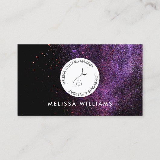 メイクアップモダンアーティストミニマルなサークル顔ロゴ 名刺 (正面)