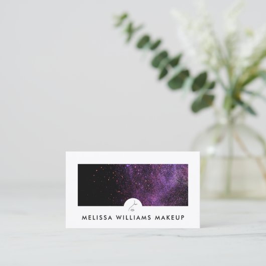 メイクアップモダンアーティストミニマル顔ロゴ 名刺 (スタンド正面)