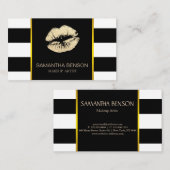 メイクアップモダンアーティスト金ゴールドグリッターリップサロン 名刺 (正面/裏面)