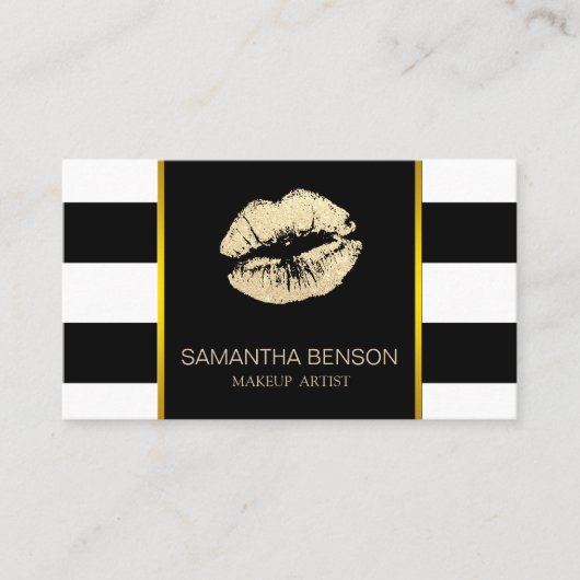メイクアップモダンアーティスト金ゴールドグリッターリップサロン 名刺 (正面)