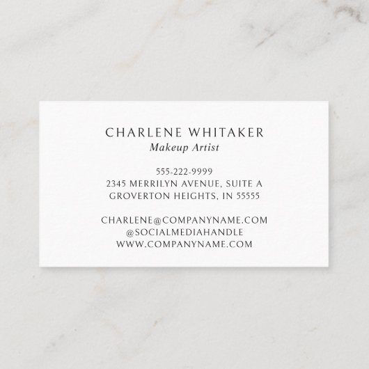 メイクアップモダンスクリプトタイポグラフィ 名刺 (裏面)