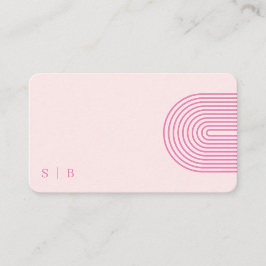 メイクアップモダンピンクイニシャルQRコードソーシャルメディア 名刺 (正面)