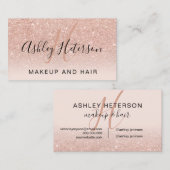 メイクアップモノグラムスクリプトバラ金ゴールドグリッター赤面 名刺 (正面/裏面)