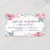 メイクアップモノグラムスクリプト春フローラ水色 名刺 (裏面)