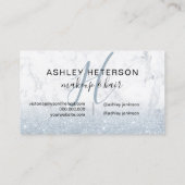 メイクアップモノグラム大理石アイスブルーグリッタースクリプト 名刺 (裏面)