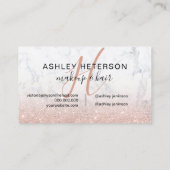 メイクアップモノグラム大理石バラ金ゴールドグリッタースクリプト 名刺 (裏面)