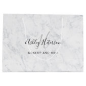 メイクアップモノグラム白大理石スクリプトタイポグラフィ ラージペーパーバッグ (裏面)