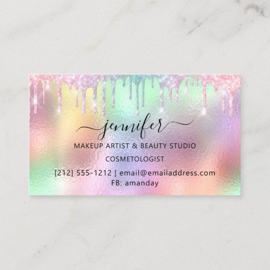 メイクアップラッシュヘア爪、 ネイルホログラフィックドリップ 名刺 (裏面)