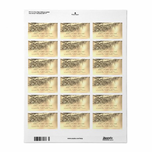 メイクアップラッシュ差出人住所金ゴールド名Lux RSVP ラベル (フルシート)