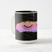 メイクアップラッシュ美しい数々のブラックカラーコーヒーマグ ツートーンマグカップ (正面左)