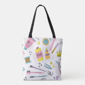 メイクアップラバーパステル化粧品美しいアクセサリー トートバッグ (裏面)