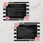 メイクアップリップの指示のヒント – ピンクのフローラ 名刺 (正面/裏面)