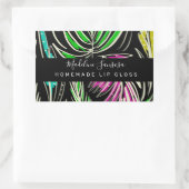 メイクアップリップグロスブライトジャングルドゥードルブラック 長方形シール (バッグ)