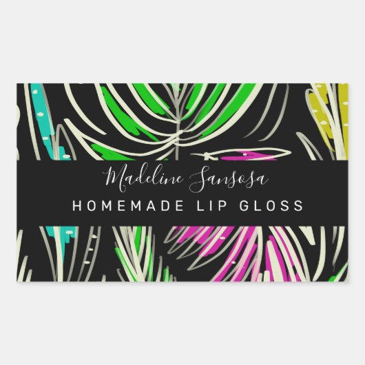 メイクアップリップグロスブライトジャングルドゥードルブラック 長方形シール (正面)