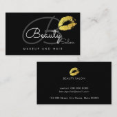 メイクアップリップサロンカード。美しいサロンモノグラム 名刺 (正面/裏面)