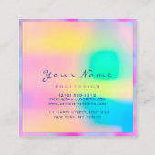 メイクアップレインボープロフェッショナルアイアッシュホログラフピンク スクエア名刺 (裏面)
