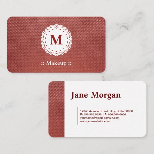 メイクアップレースモノグラムマルーン 名刺 (正面/裏面)