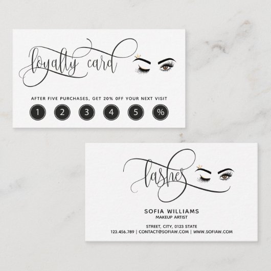 メイクアップロイヤリティカードウィンク目の点滅の延長 名刺 (正面/裏面)