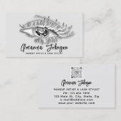 メイクアップロゴまつ毛Qrコード白黒シルバー 名刺 (正面/裏面)