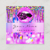 メイクアップロゴリップクラフトグラフィドリップベリーQRCODEロゴ スクエア名刺 (正面)