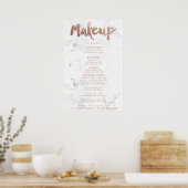 メイクアップ価格タイポグラフィバラ金ゴールド白大理石 ポスター (キッチン)