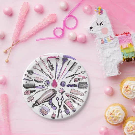 メイクアップ円デザイン ペーパープレート (パーティー)