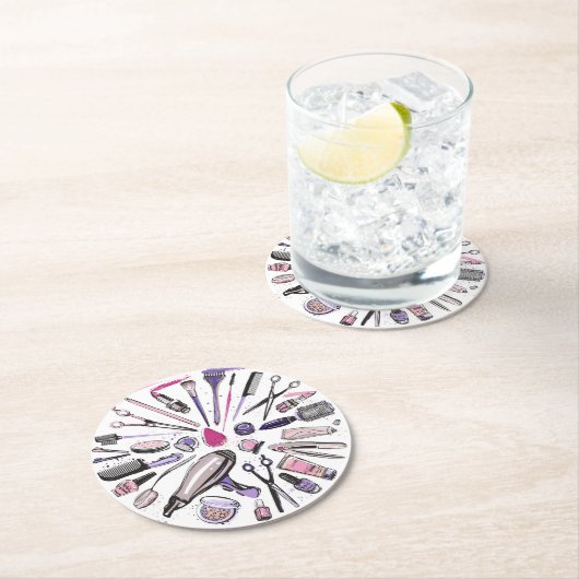 メイクアップ円デザイン ラウンドペーパーコースター (インサイチュ)